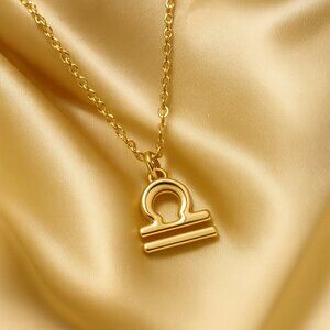 Gold Libra Necklace — Zodiac Pendant Jewelry, Elegant Astrology Gift for Her